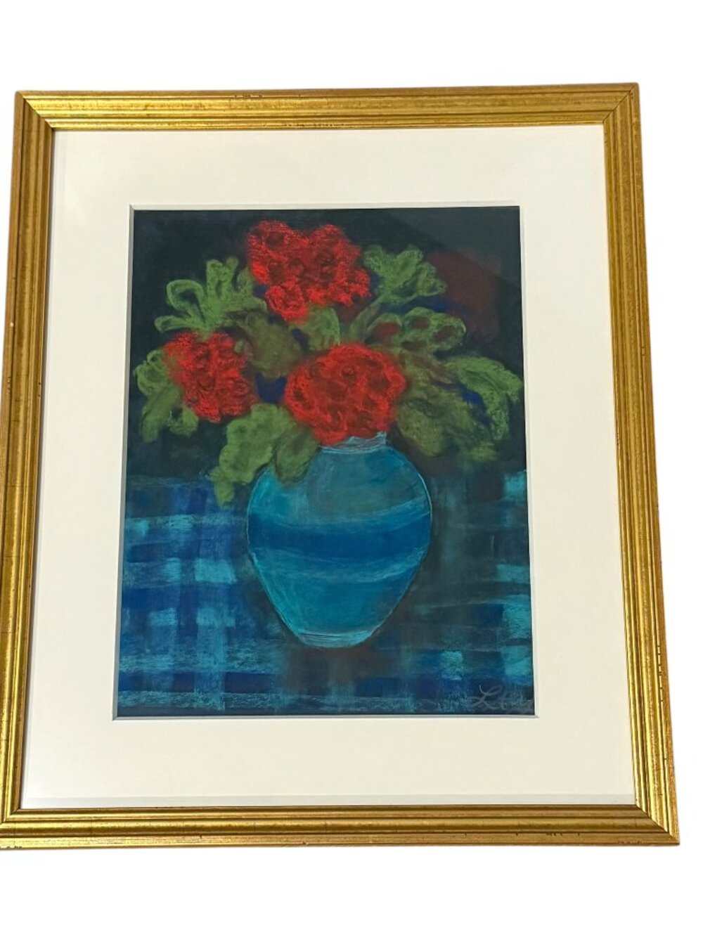 Liz Young Blue Vase & Checked Cloth Pastel
